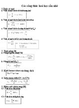 Các công thức Hoá học cần nhớ